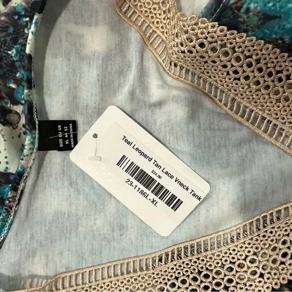 Brand new Teal Leopard Tan Lace Vneck Tank! - Picture 12 of 12